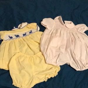 A lot of to size 3 months little girls rompers and dress set